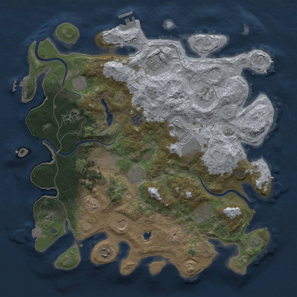 Rust Map: Procedural Map, Size: 4000, Seed: 420123, 19 Monuments