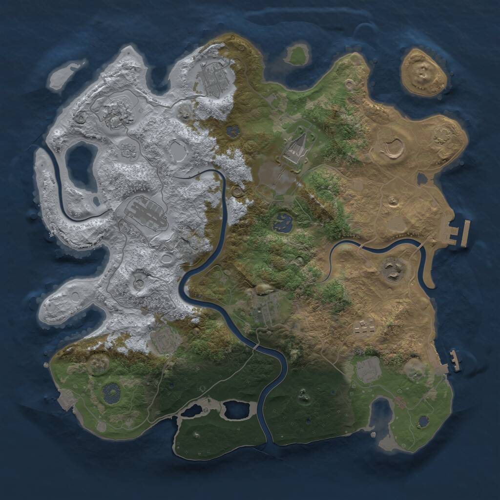 Rust Map: Procedural Map, Size: 3750, Seed: 28386, 16 Monuments