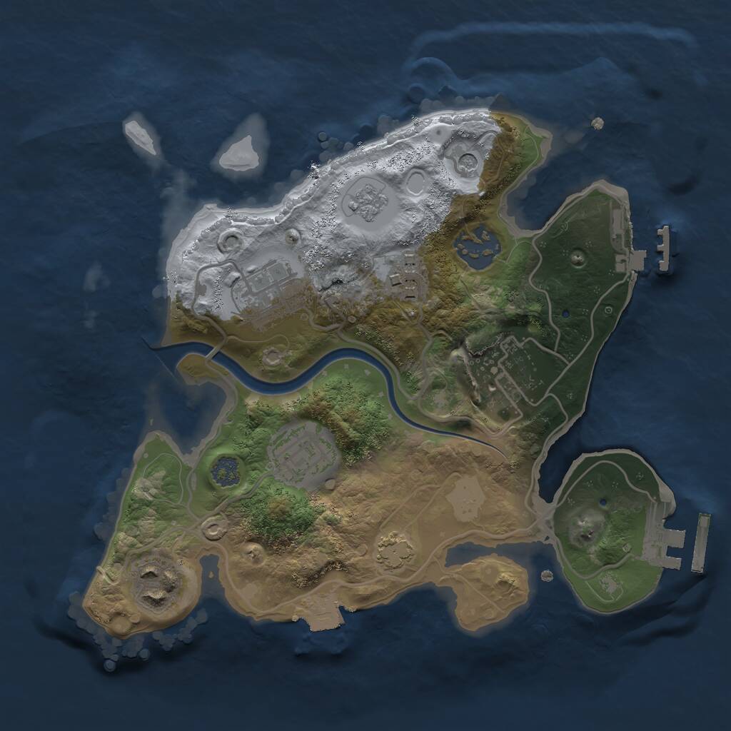 Rust Map: Procedural Map, Size: 2500, Seed: 7234222, 12 Monuments
