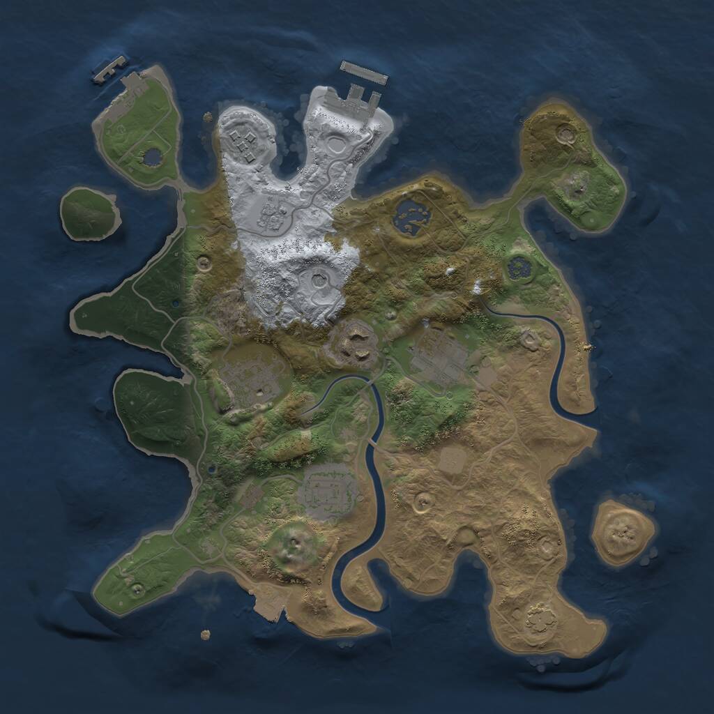 Rust Map: Procedural Map, Size: 3000, Seed: 543034, 12 Monuments