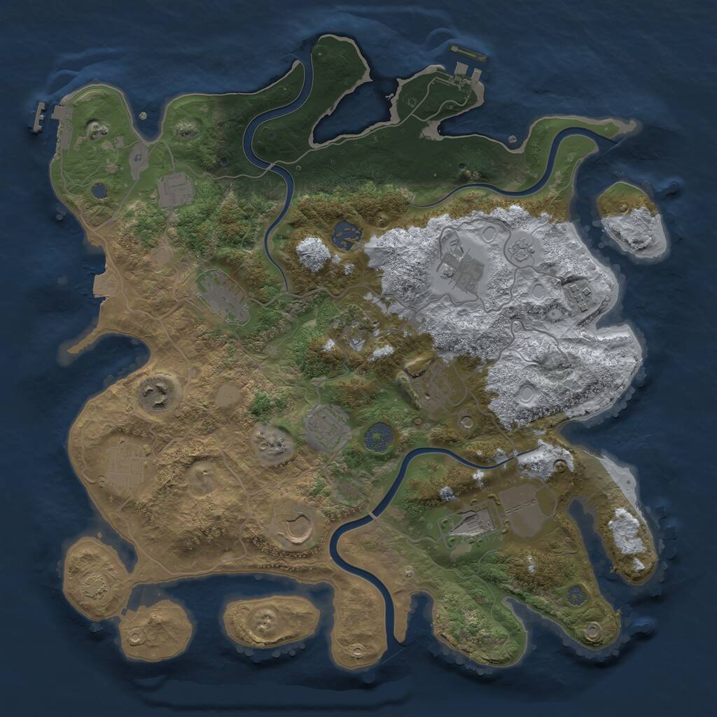 Rust Map: Procedural Map, Size: 3700, Seed: 782649135, 19 Monuments