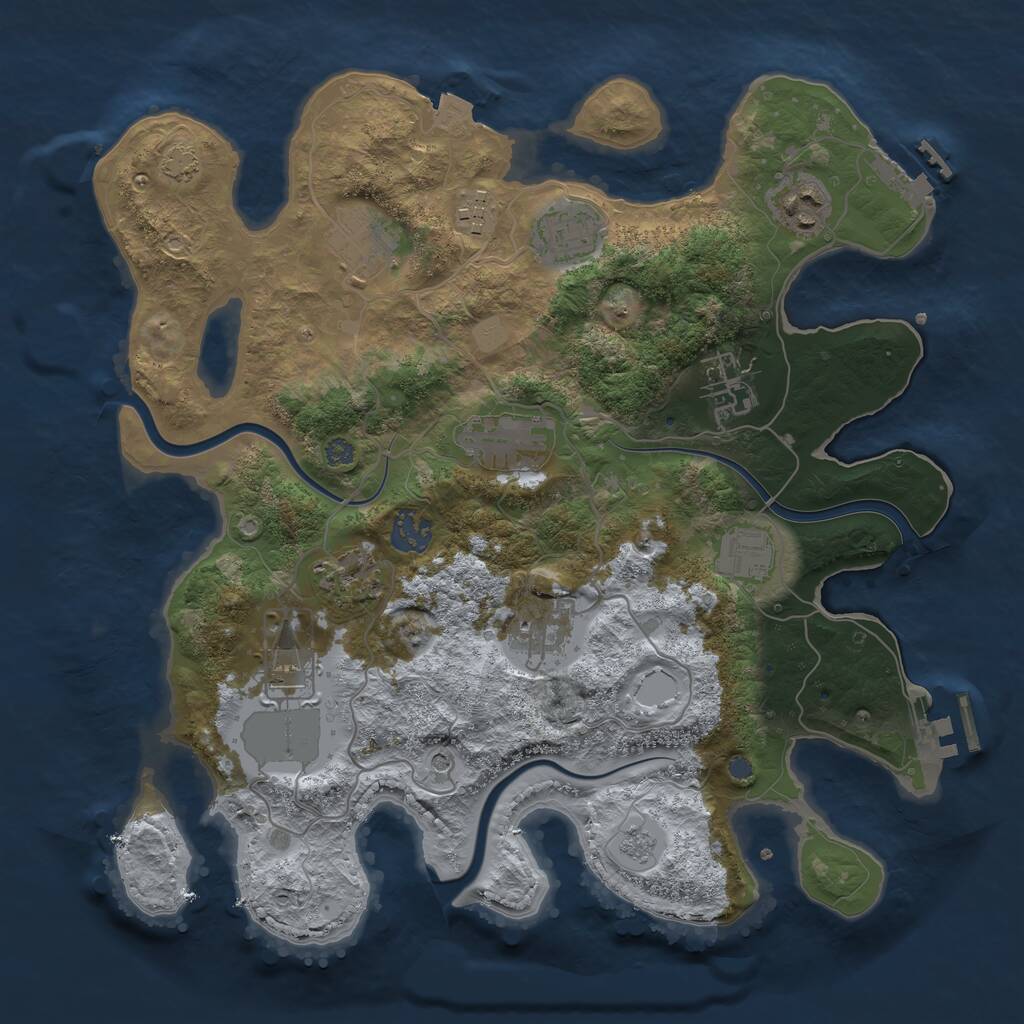 Rust Map: Procedural Map, Size: 3500, Seed: 752121, 18 Monuments