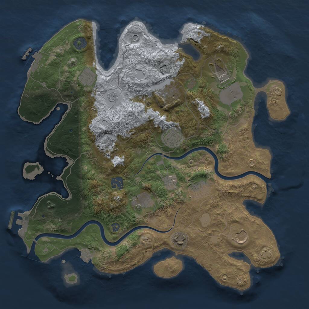 Rust Map: Procedural Map, Size: 3500, Seed: 1830751865, 18 Monuments