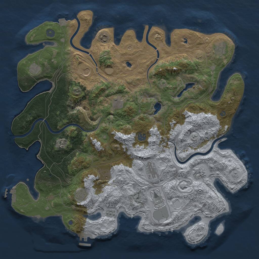 Rust Map: Procedural Map, Size: 4500, Seed: 1969639430, 17 Monuments