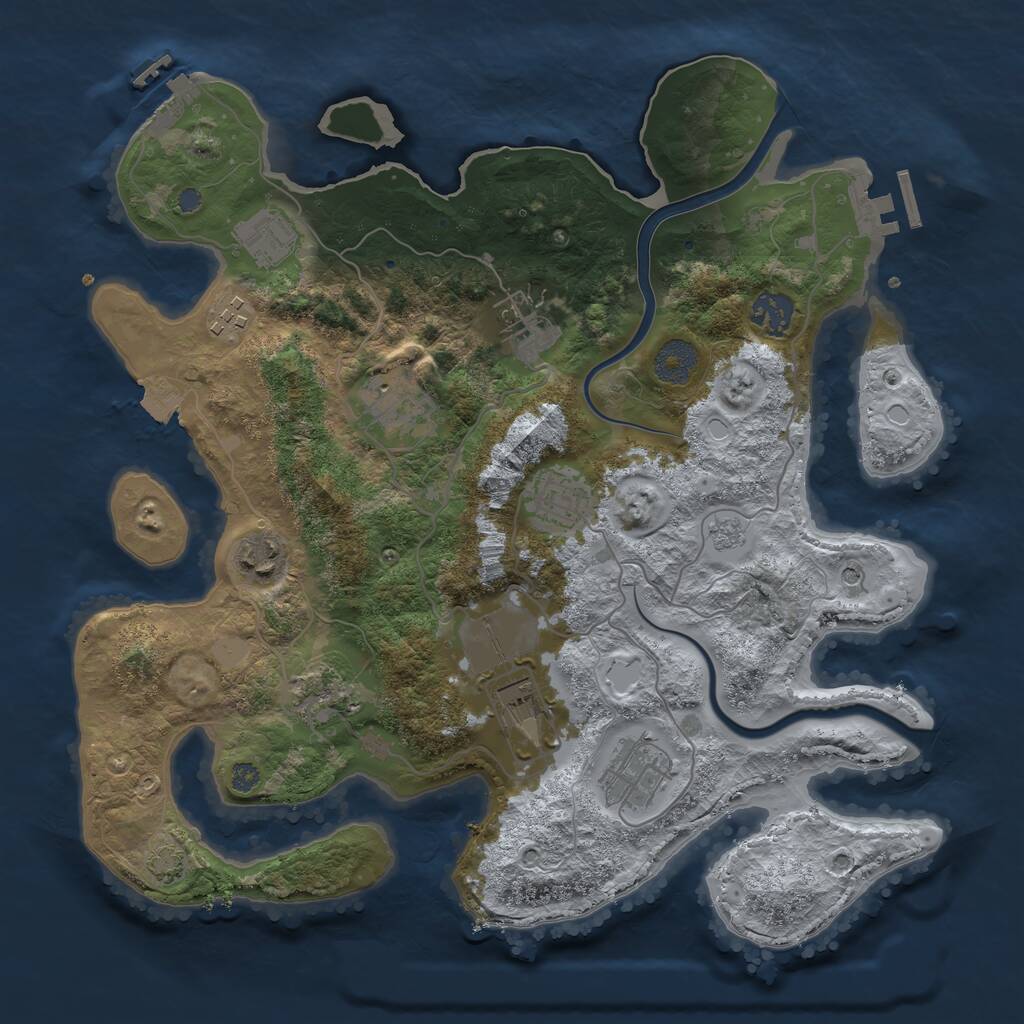 Rust Map: Procedural Map, Size: 3500, Seed: 326222350, 15 Monuments