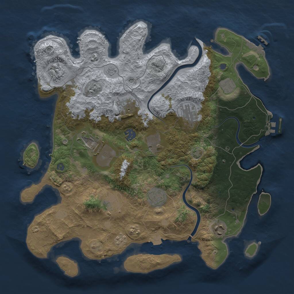 Rust Map: Procedural Map, Size: 3750, Seed: 53252342, 18 Monuments