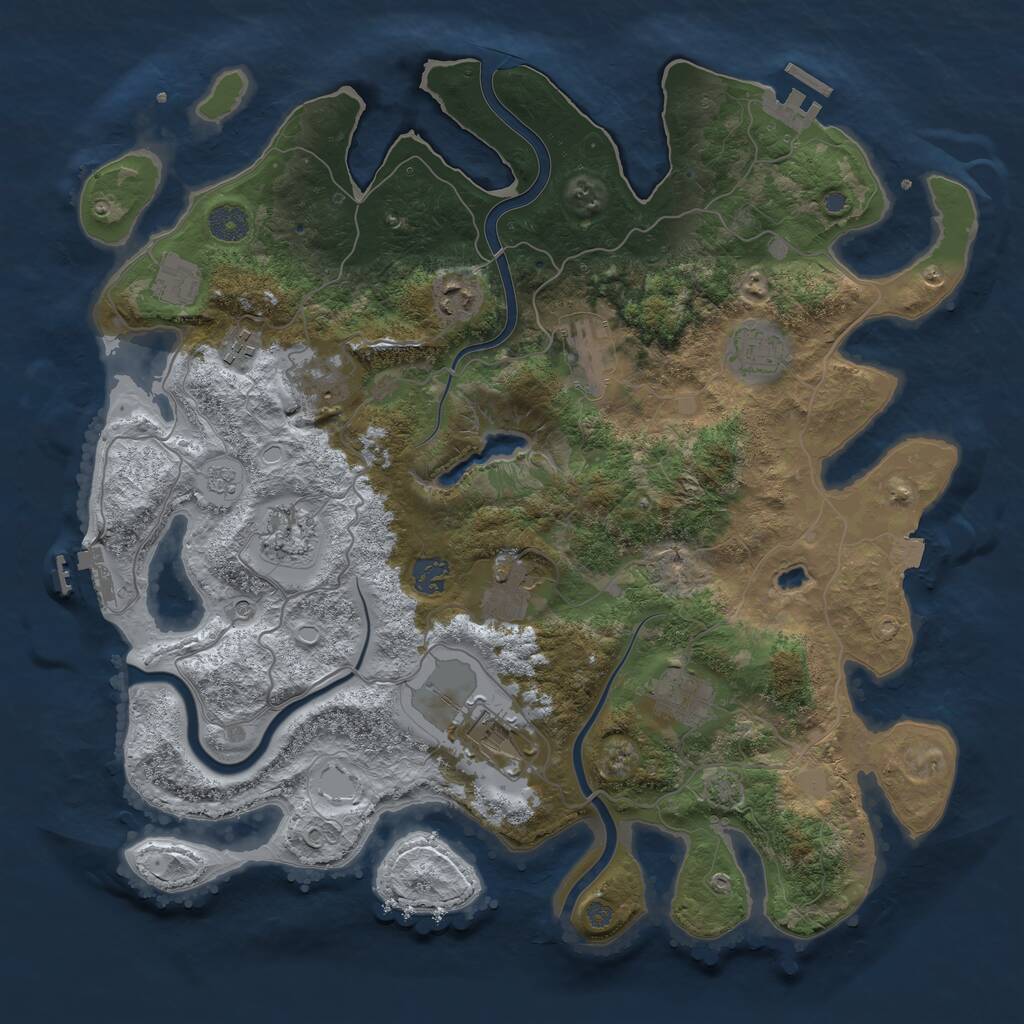 Rust Map: Procedural Map, Size: 4000, Seed: 1343326675, 18 Monuments