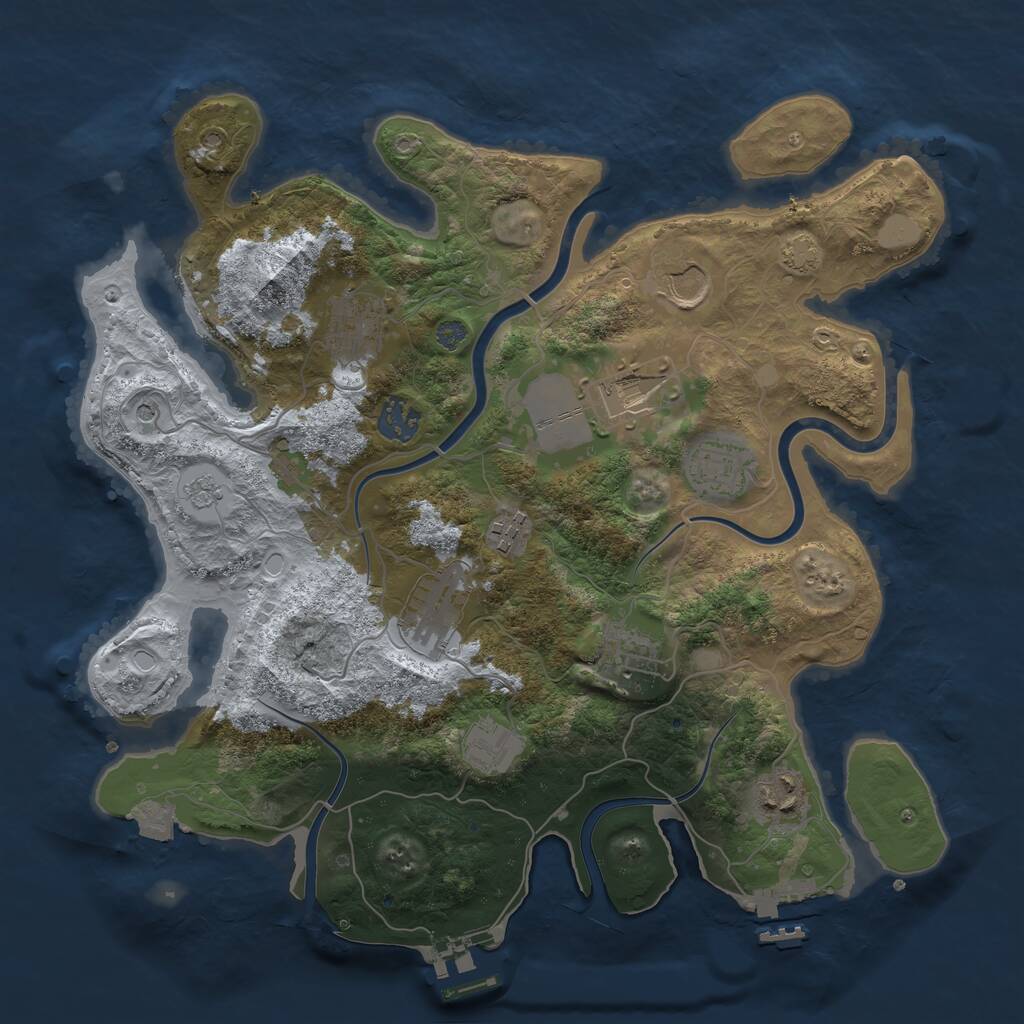 Rust Map: Procedural Map, Size: 3500, Seed: 572989711, 17 Monuments