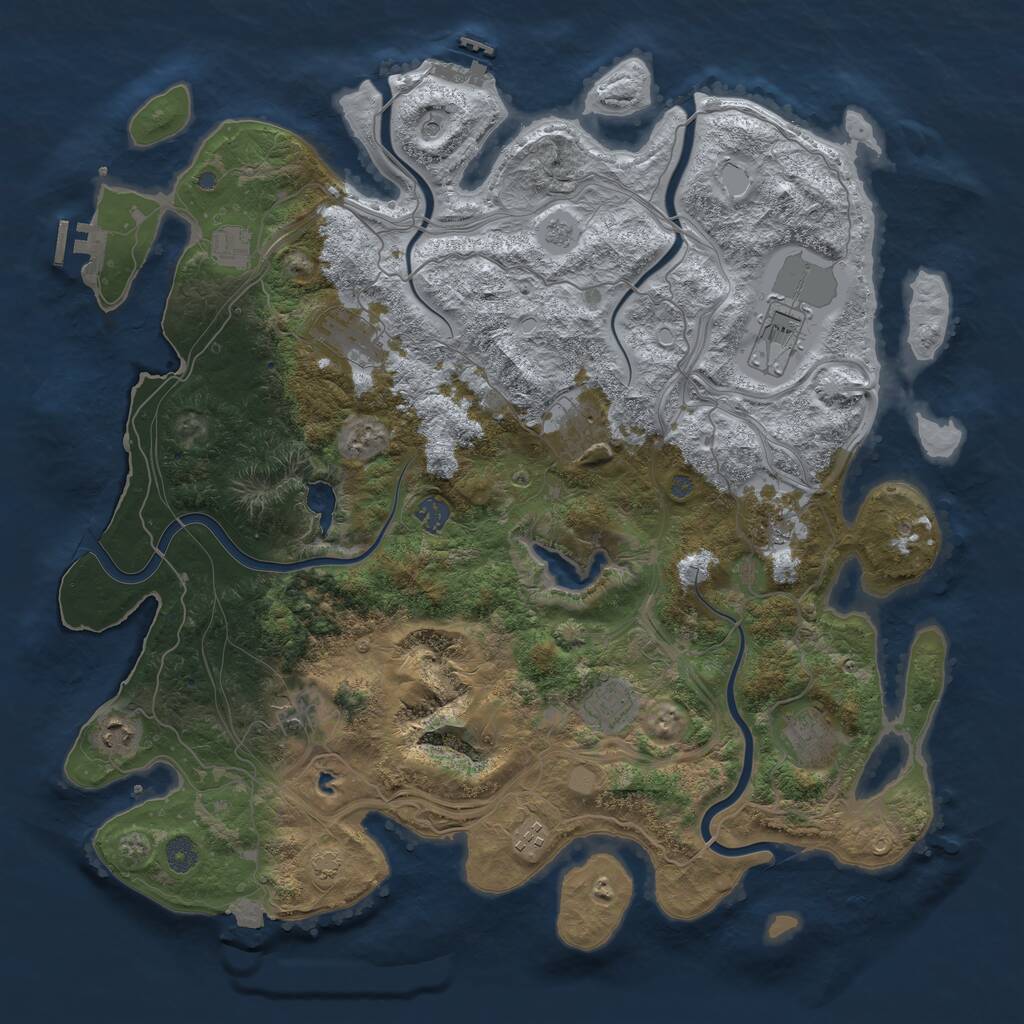 Rust Map: Procedural Map, Size: 4500, Seed: 14638235, 18 Monuments