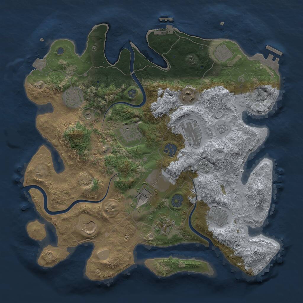 Rust Map: Procedural Map, Size: 3500, Seed: 705922827, 18 Monuments