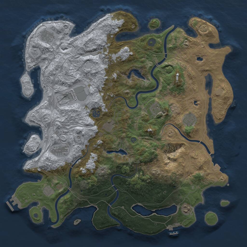 Rust Map: Procedural Map, Size: 4500, Seed: 1908638499, 18 Monuments