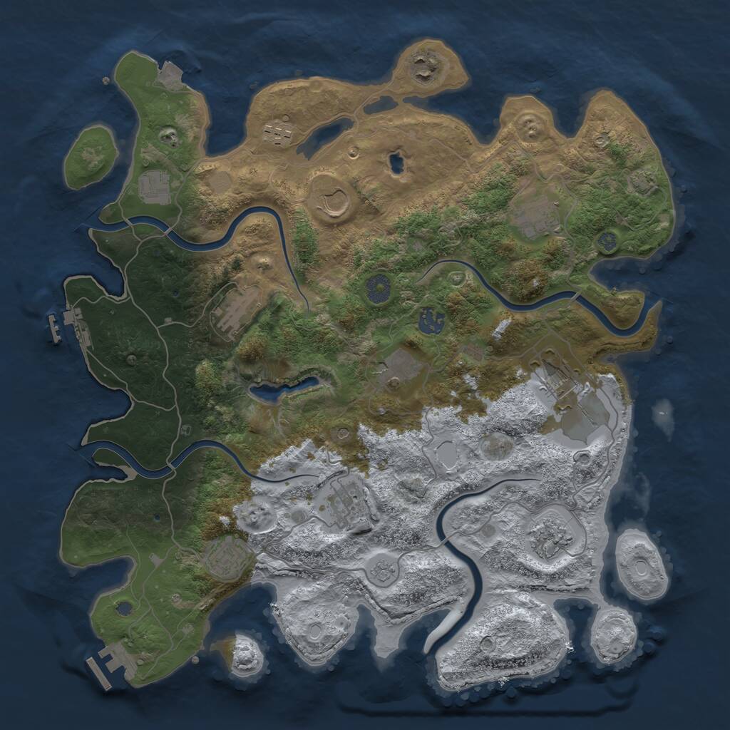 Rust Map: Procedural Map, Size: 4000, Seed: 1630865942, 19 Monuments