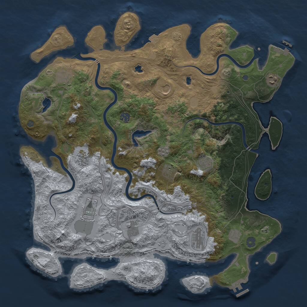 Rust Map: Procedural Map, Size: 4500, Seed: 1410283818, 19 Monuments