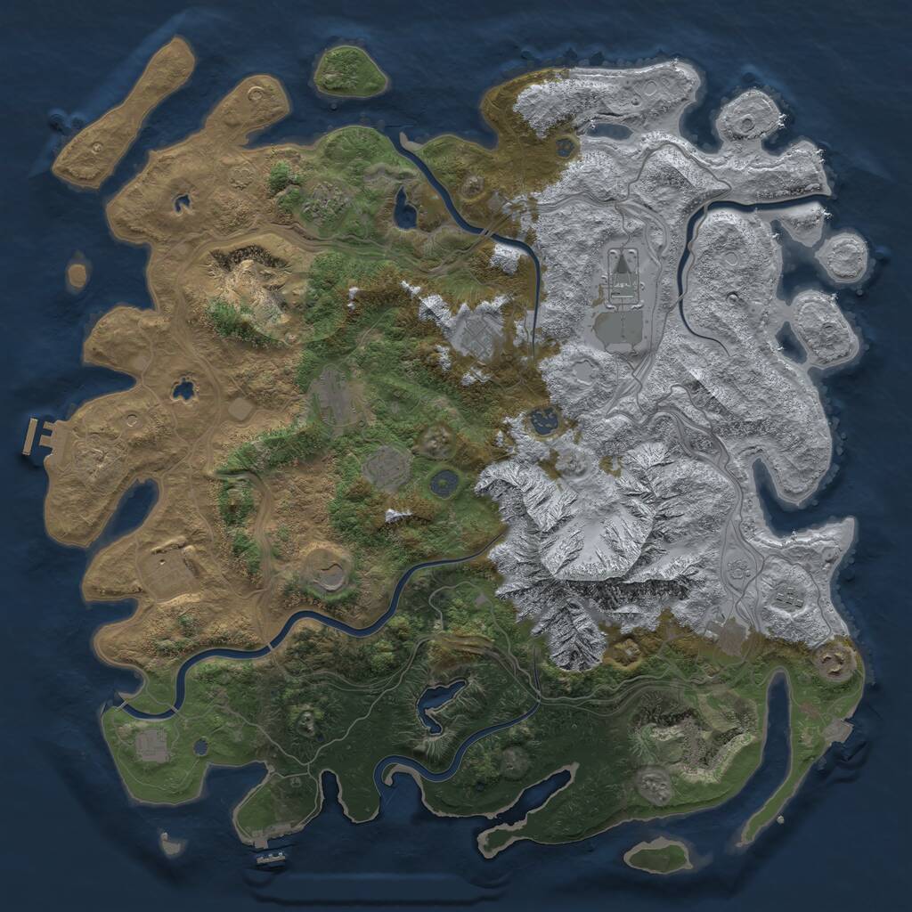 Rust Map: Procedural Map, Size: 5000, Seed: 87675, 19 Monuments
