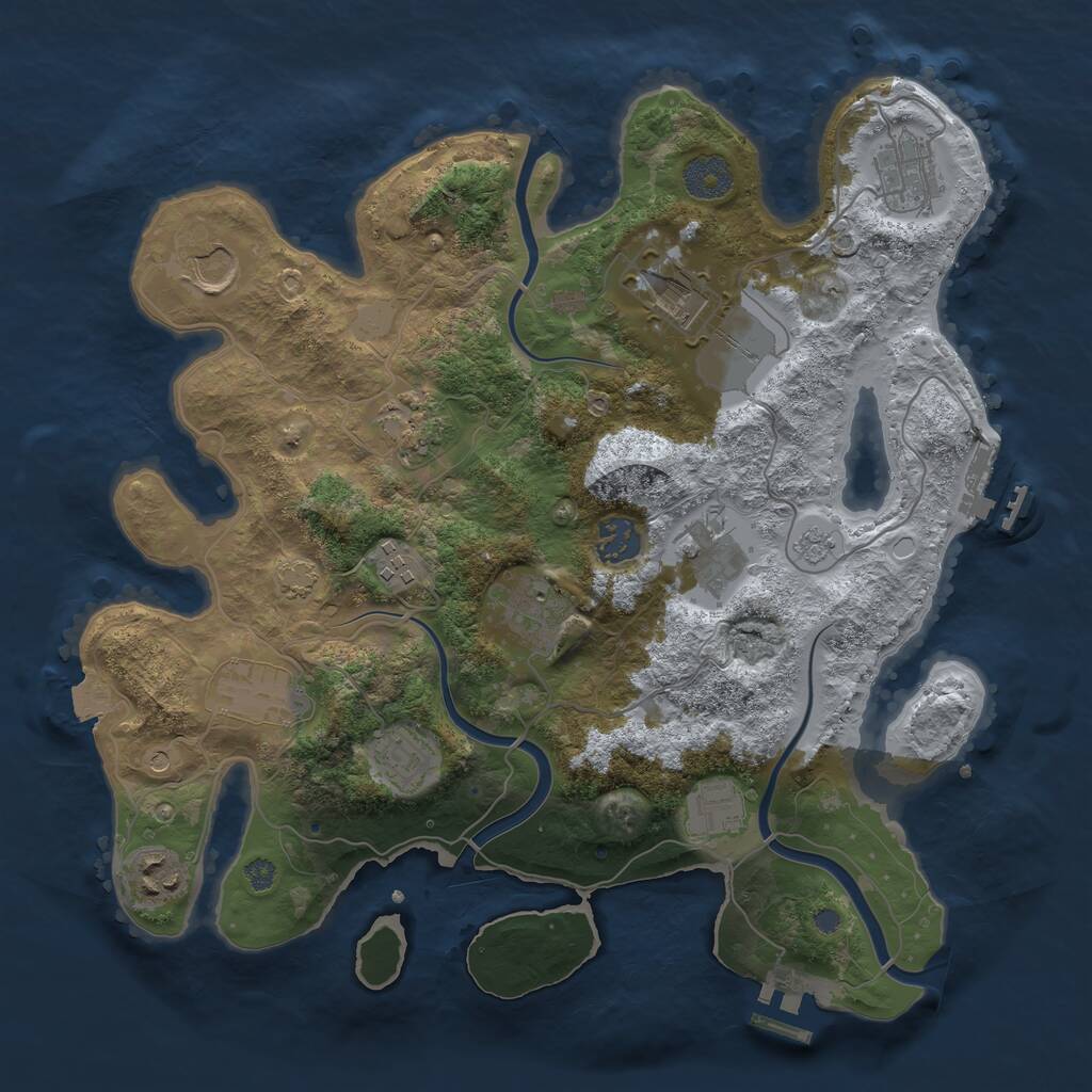 Rust Map: Procedural Map, Size: 3500, Seed: 1820941038, 19 Monuments