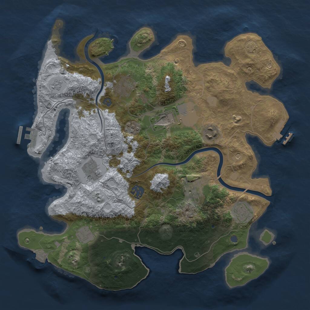 Rust Map: Procedural Map, Size: 3500, Seed: 1349840526, 16 Monuments