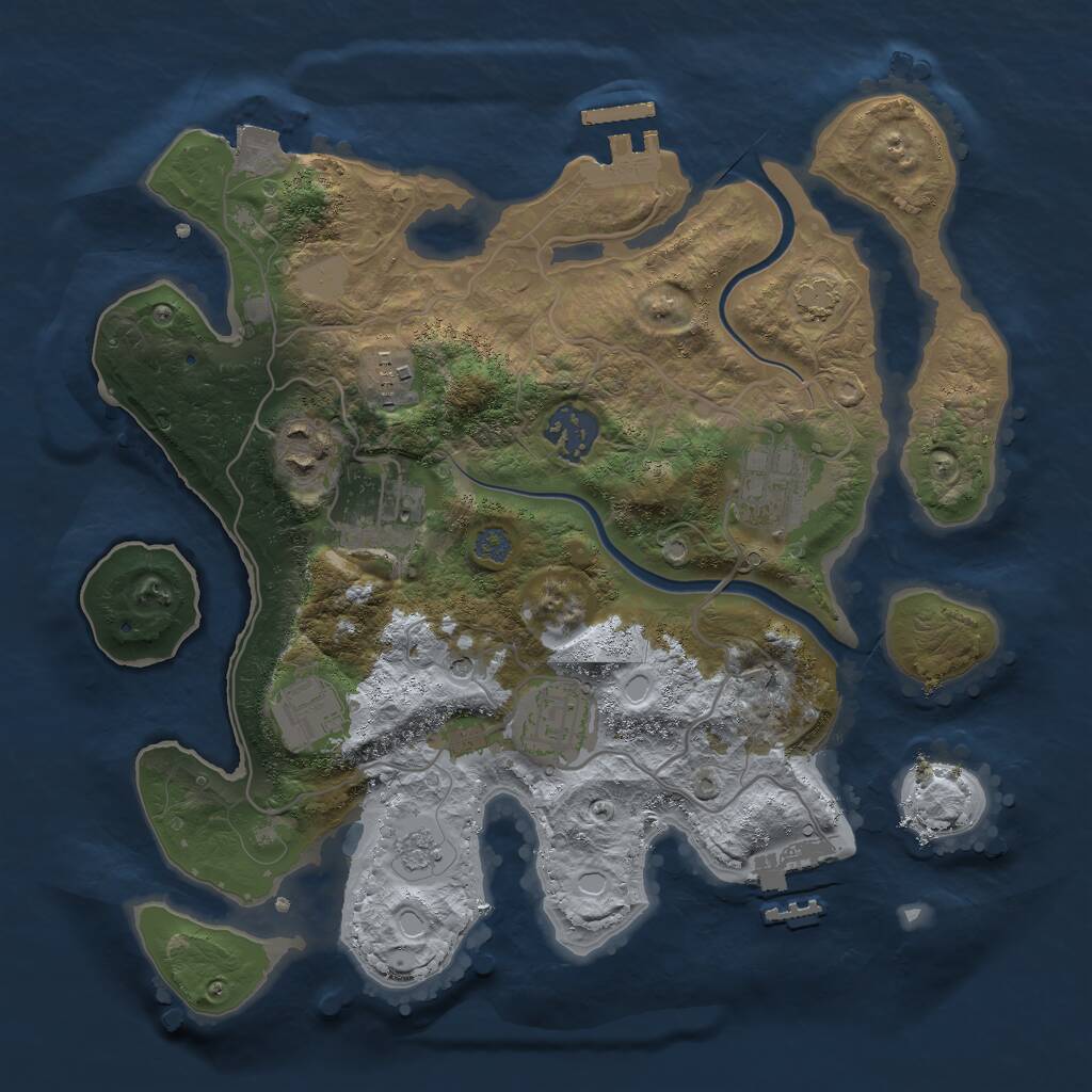 Rust Map: Procedural Map, Size: 3000, Seed: 42893, 14 Monuments