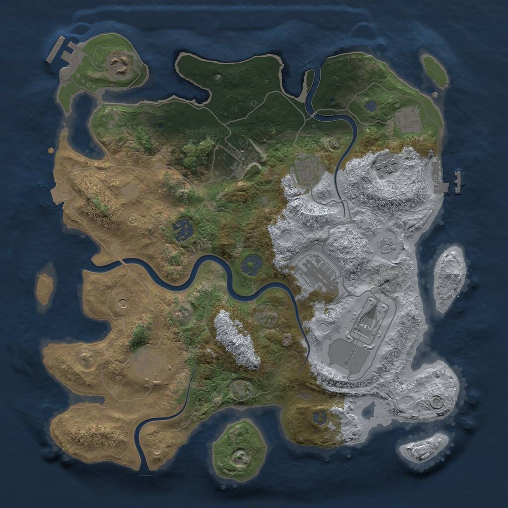 Rust Map: Procedural Map, Size: 3500, Seed: 773009321, 16 Monuments