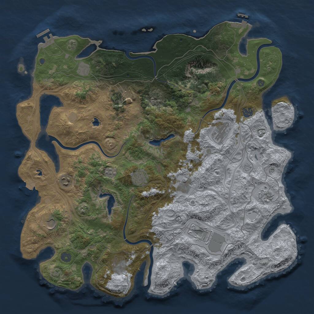 Rust Map: Procedural Map, Size: 4500, Seed: 670234514, 19 Monuments