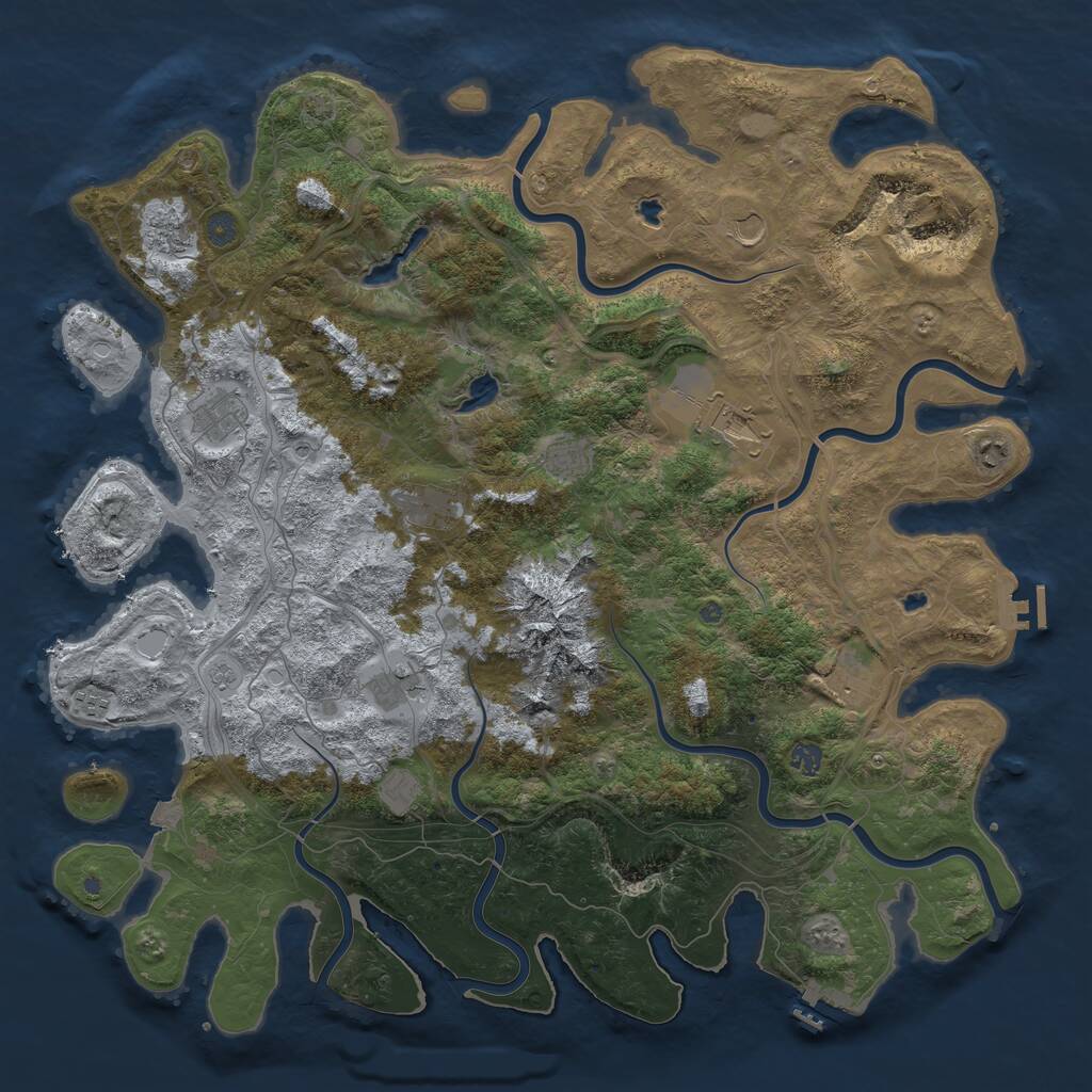 Rust Map: Procedural Map, Size: 5000, Seed: 1545973160, 19 Monuments