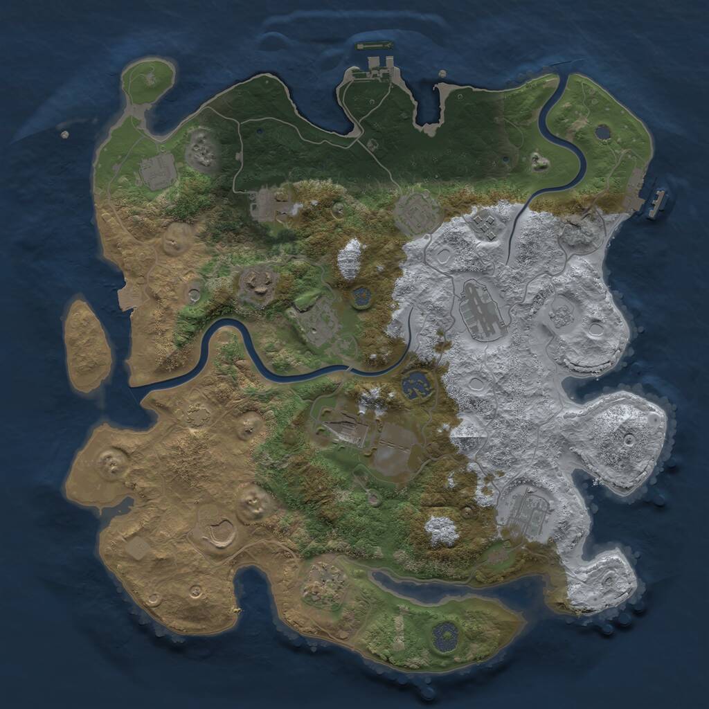 Rust Map: Procedural Map, Size: 3750, Seed: 1234285160, 19 Monuments