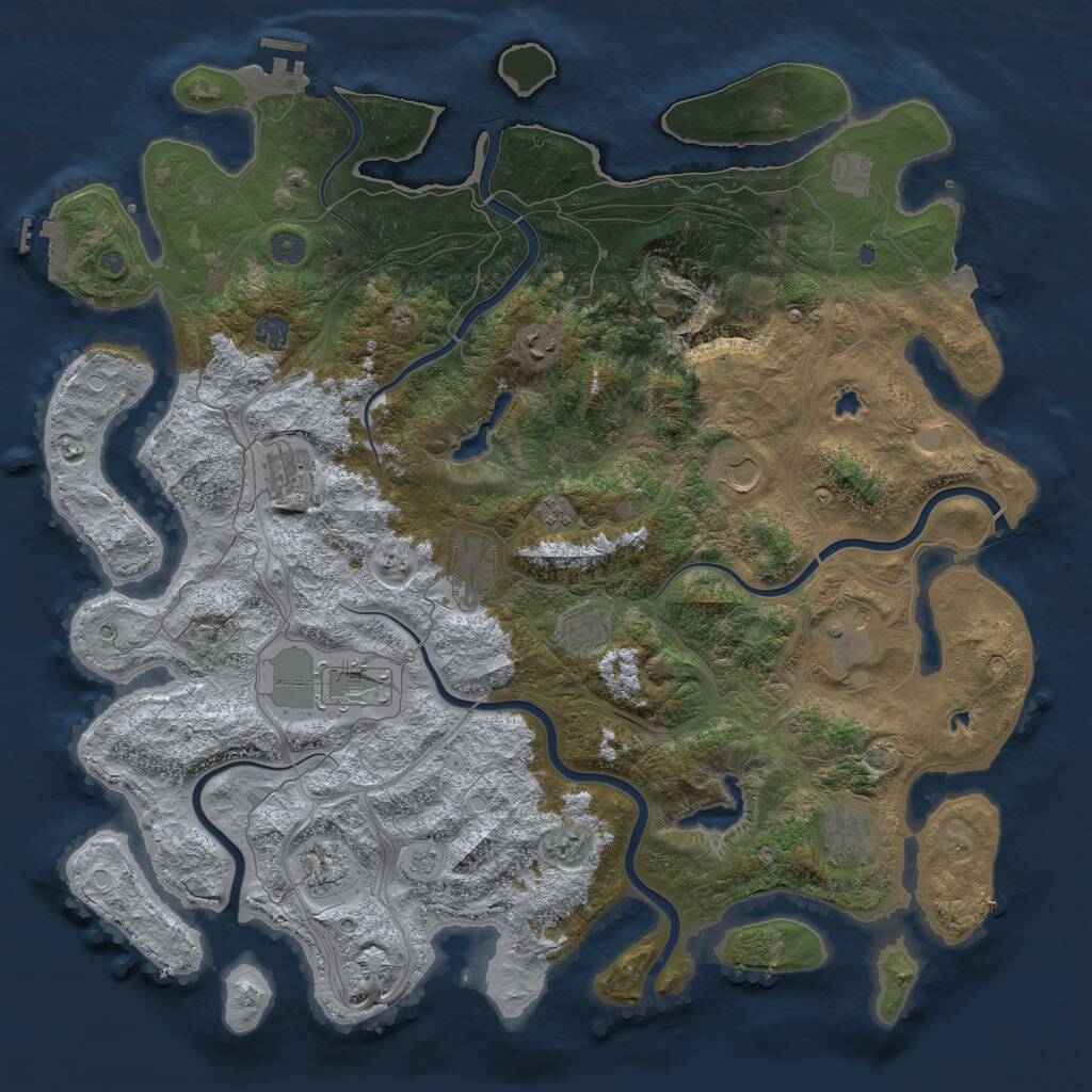 Rust Map: Procedural Map, Size: 4800, Seed: 490385554, 19 Monuments