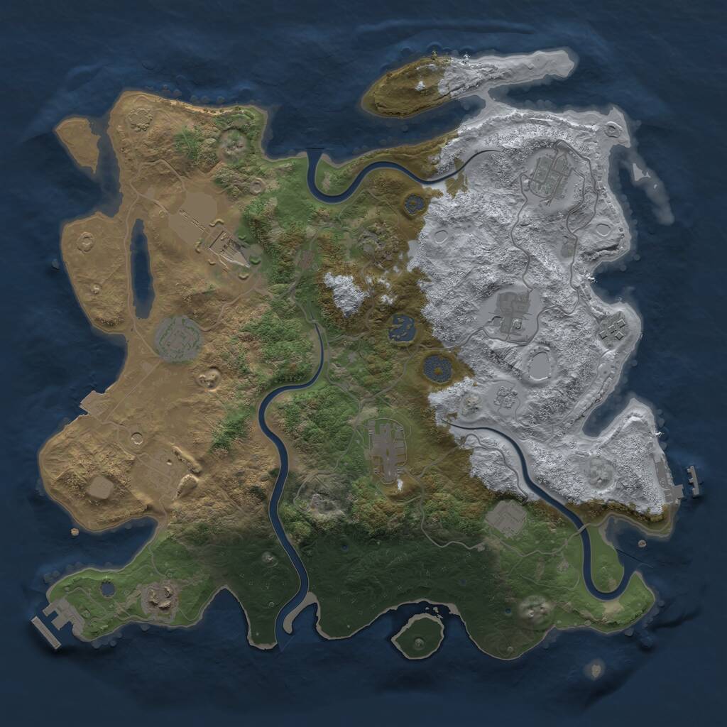 Rust Map: Procedural Map, Size: 3850, Seed: 663820083, 18 Monuments