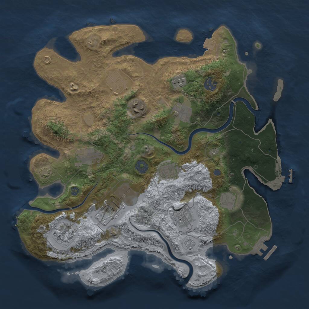 Rust Map: Procedural Map, Size: 3500, Seed: 1393631081, 18 Monuments