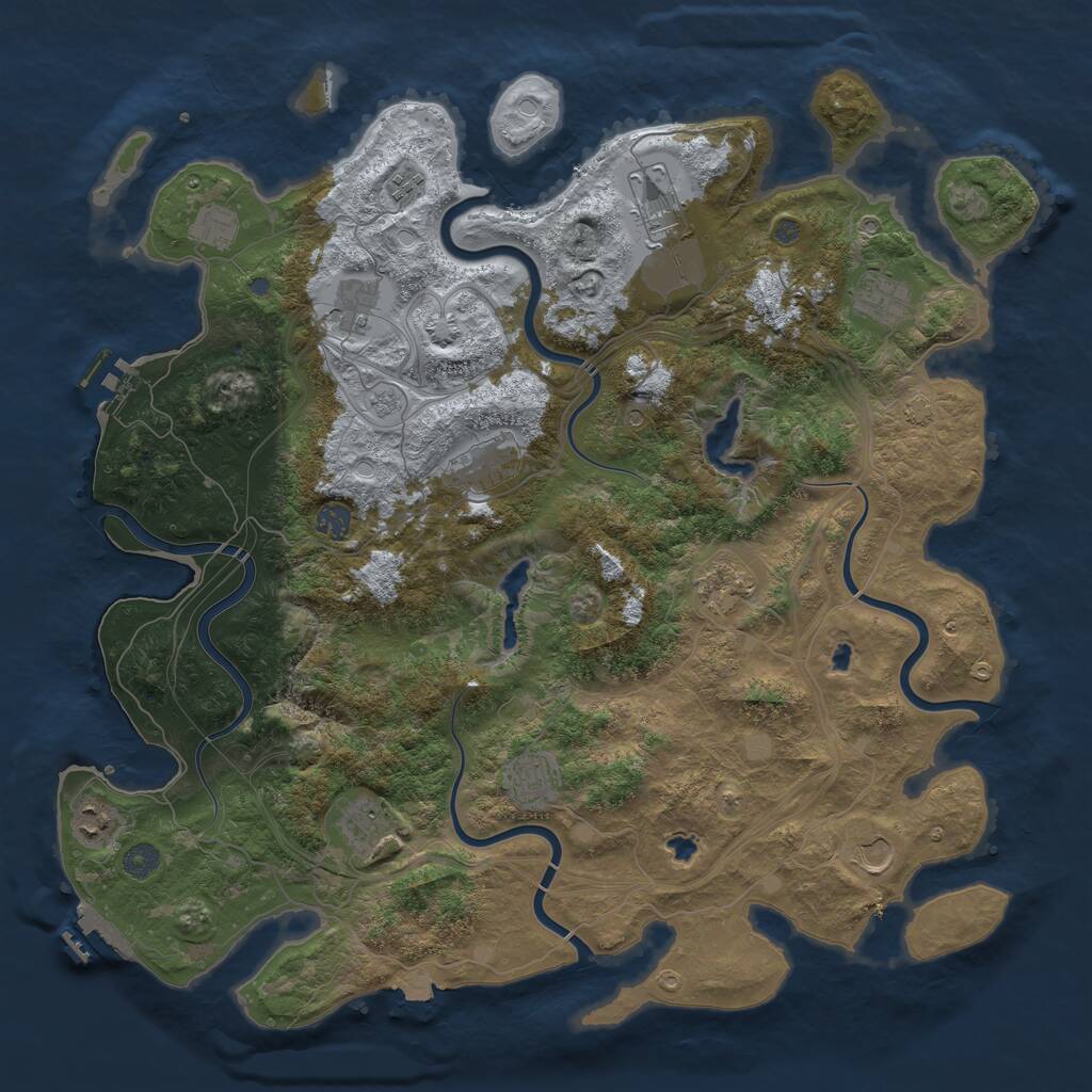 Rust Map: Procedural Map, Size: 4554, Seed: 22091992, 17 Monuments