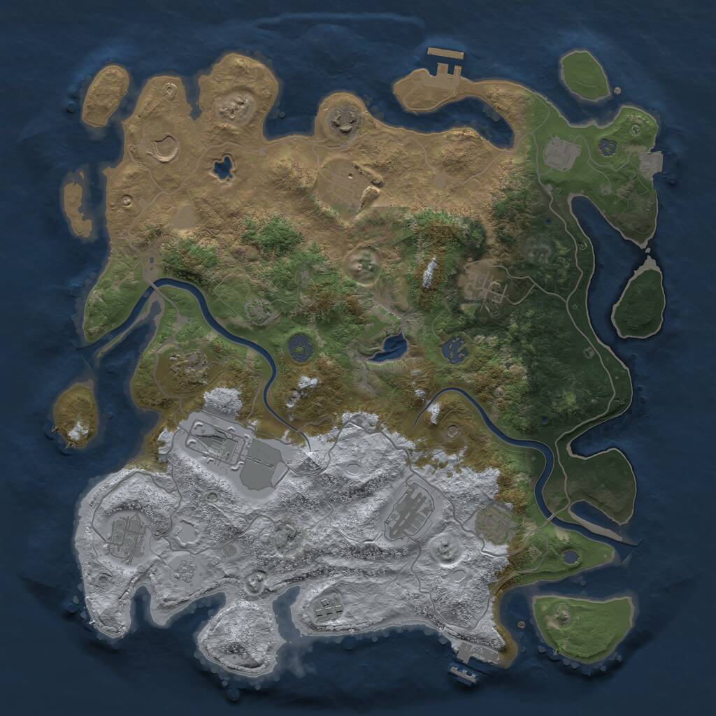 Rust Map: Procedural Map, Size: 4000, Seed: 4645636, 19 Monuments