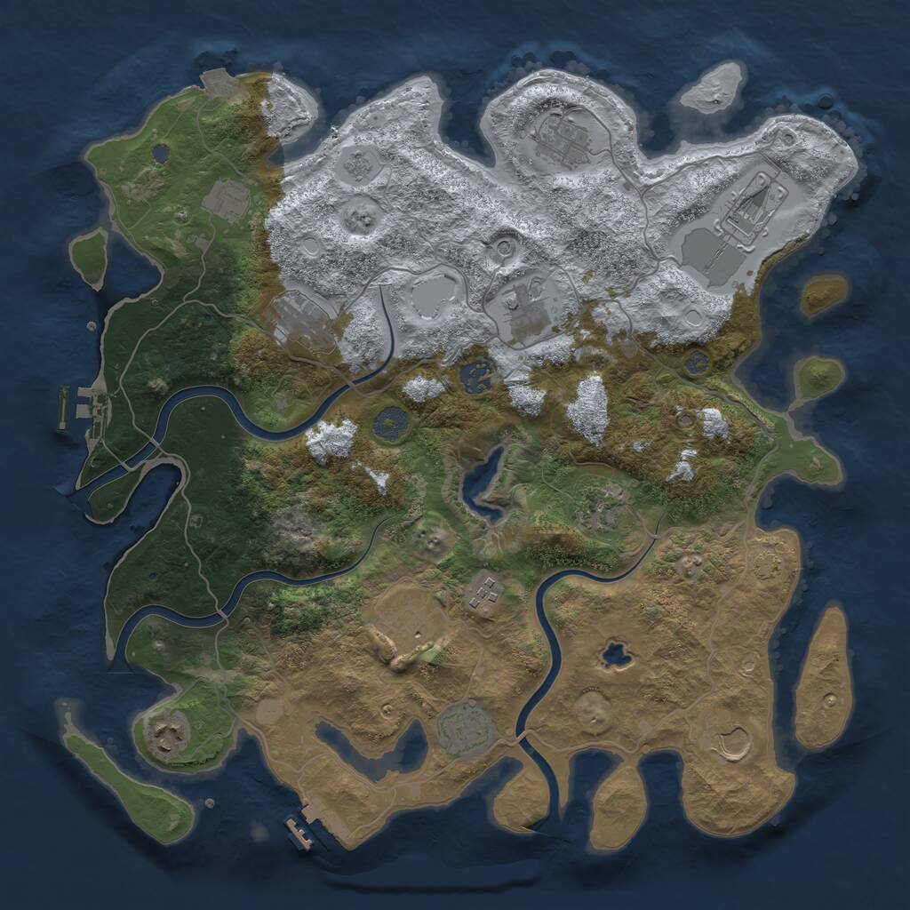 Rust Map: Procedural Map, Size: 4000, Seed: 1324000836, 19 Monuments