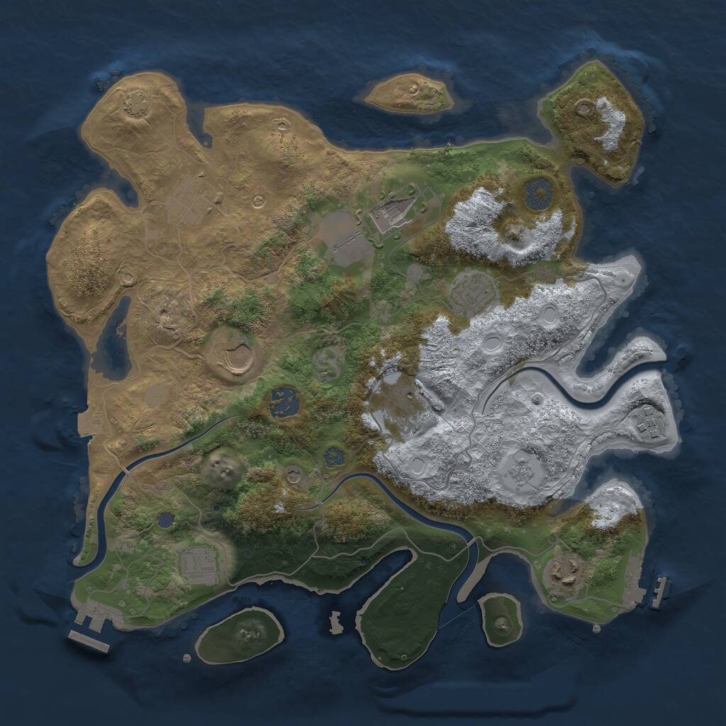 Rust Map: Procedural Map, Size: 3500, Seed: 161643, 16 Monuments