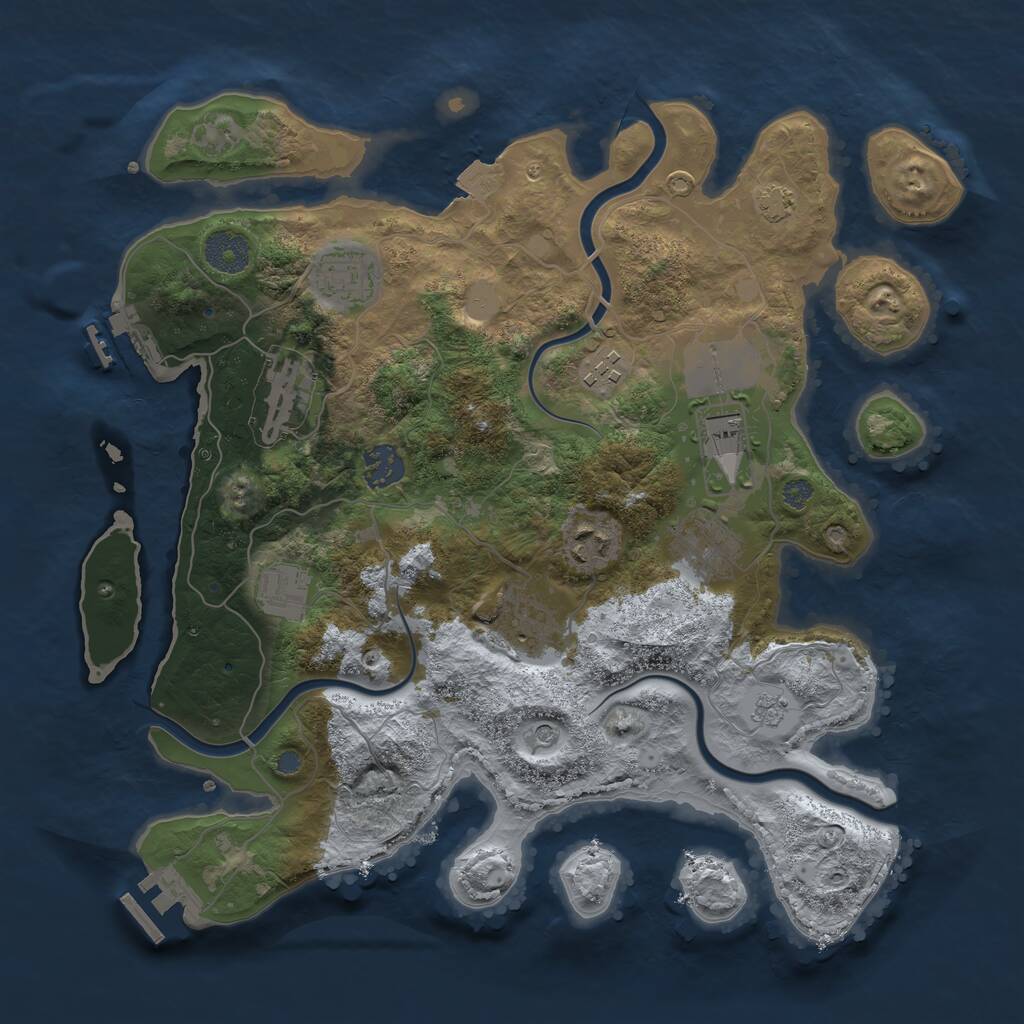 Rust Map: Procedural Map, Size: 3500, Seed: 502248198, 16 Monuments