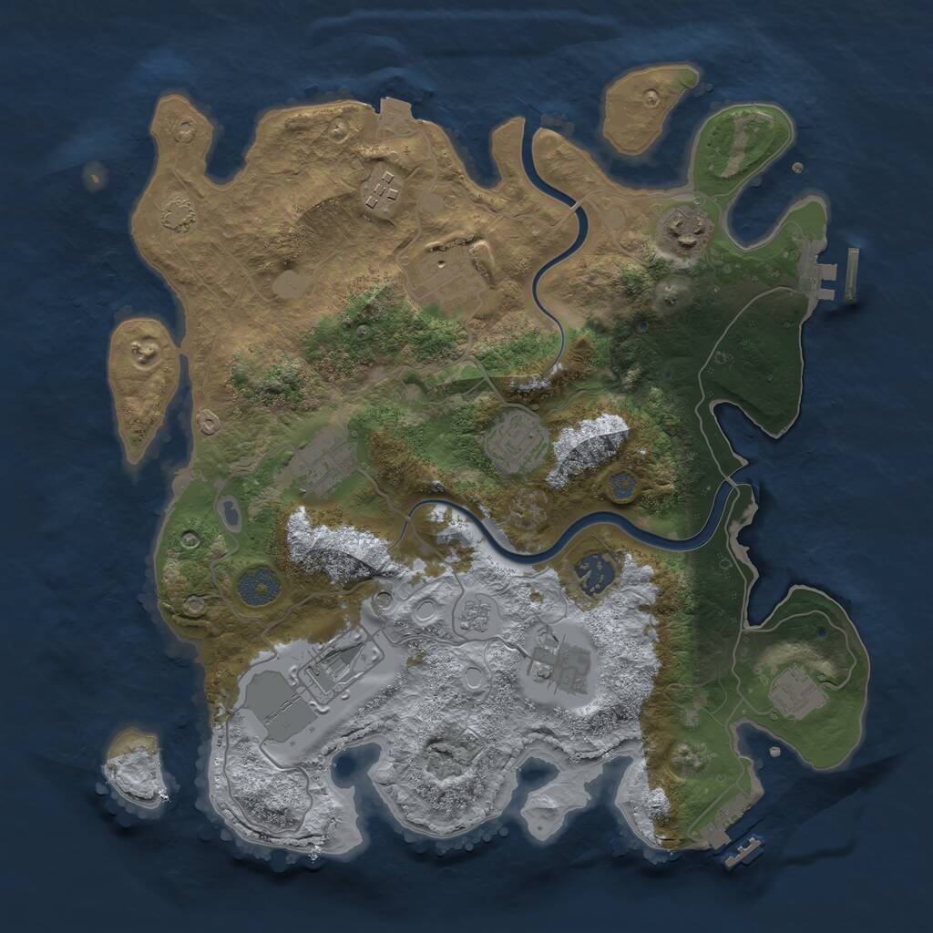 Rust Map: Procedural Map, Size: 3500, Seed: 315848369, 14 Monuments