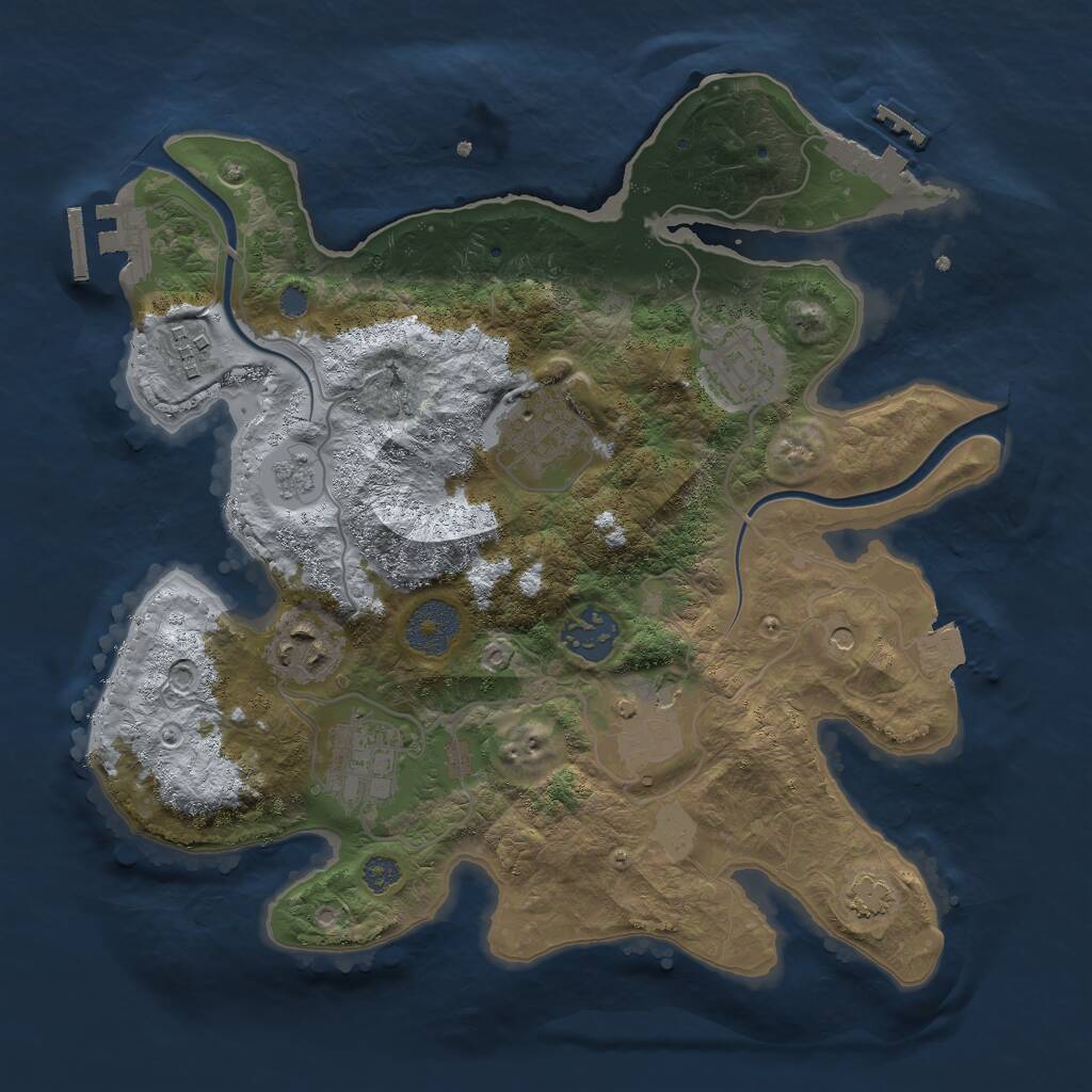 Rust Map: Procedural Map, Size: 3000, Seed: 644547599, 15 Monuments