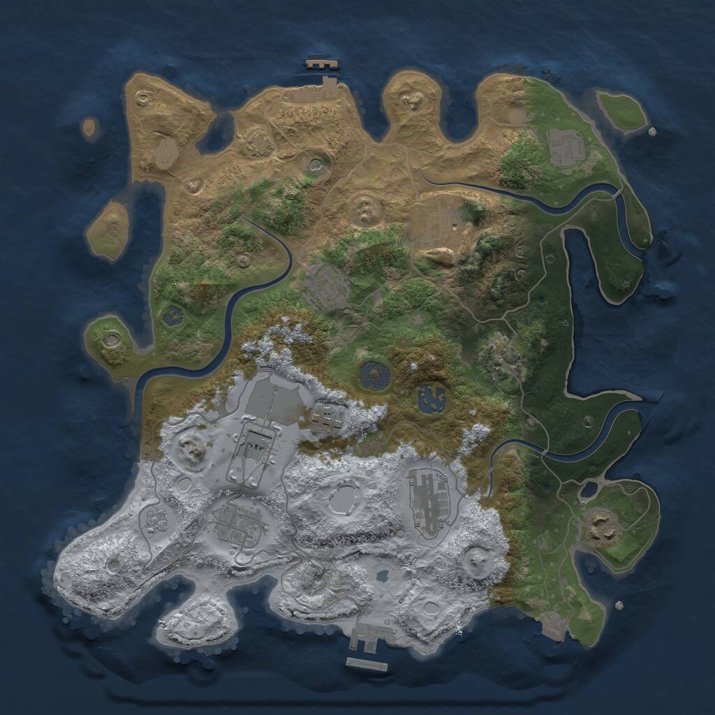 Rust Map: Procedural Map, Size: 3500, Seed: 2124732726, 17 Monuments