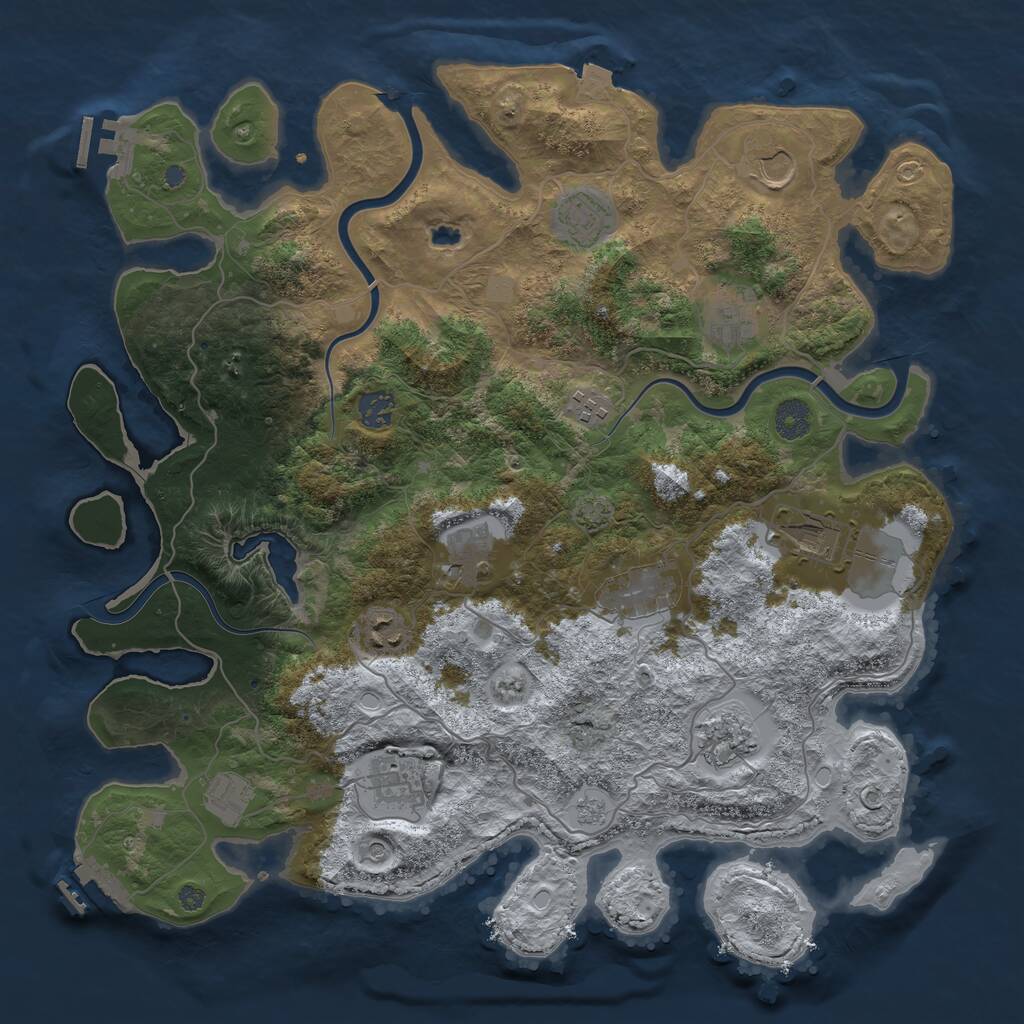 Rust Map: Procedural Map, Size: 4000, Seed: 912323, 19 Monuments