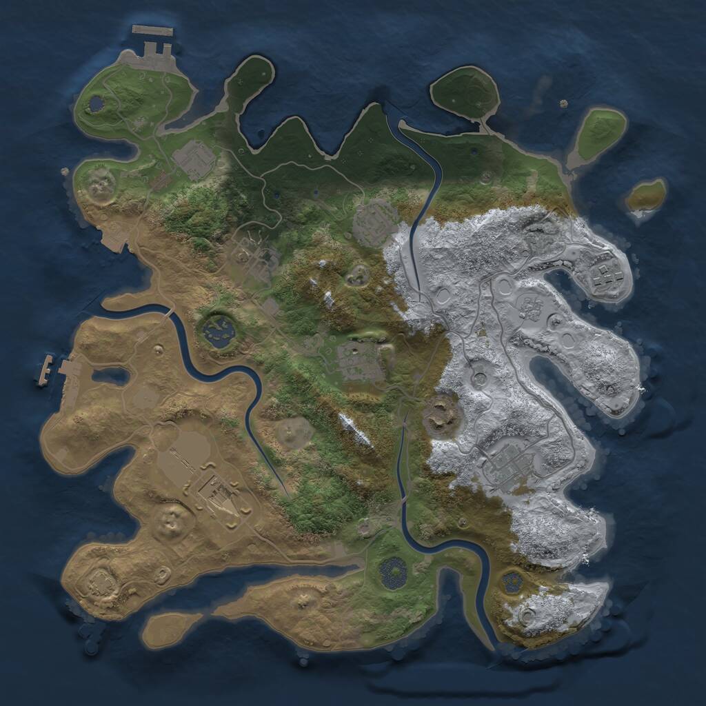 Rust Map: Procedural Map, Size: 3500, Seed: 603974, 16 Monuments