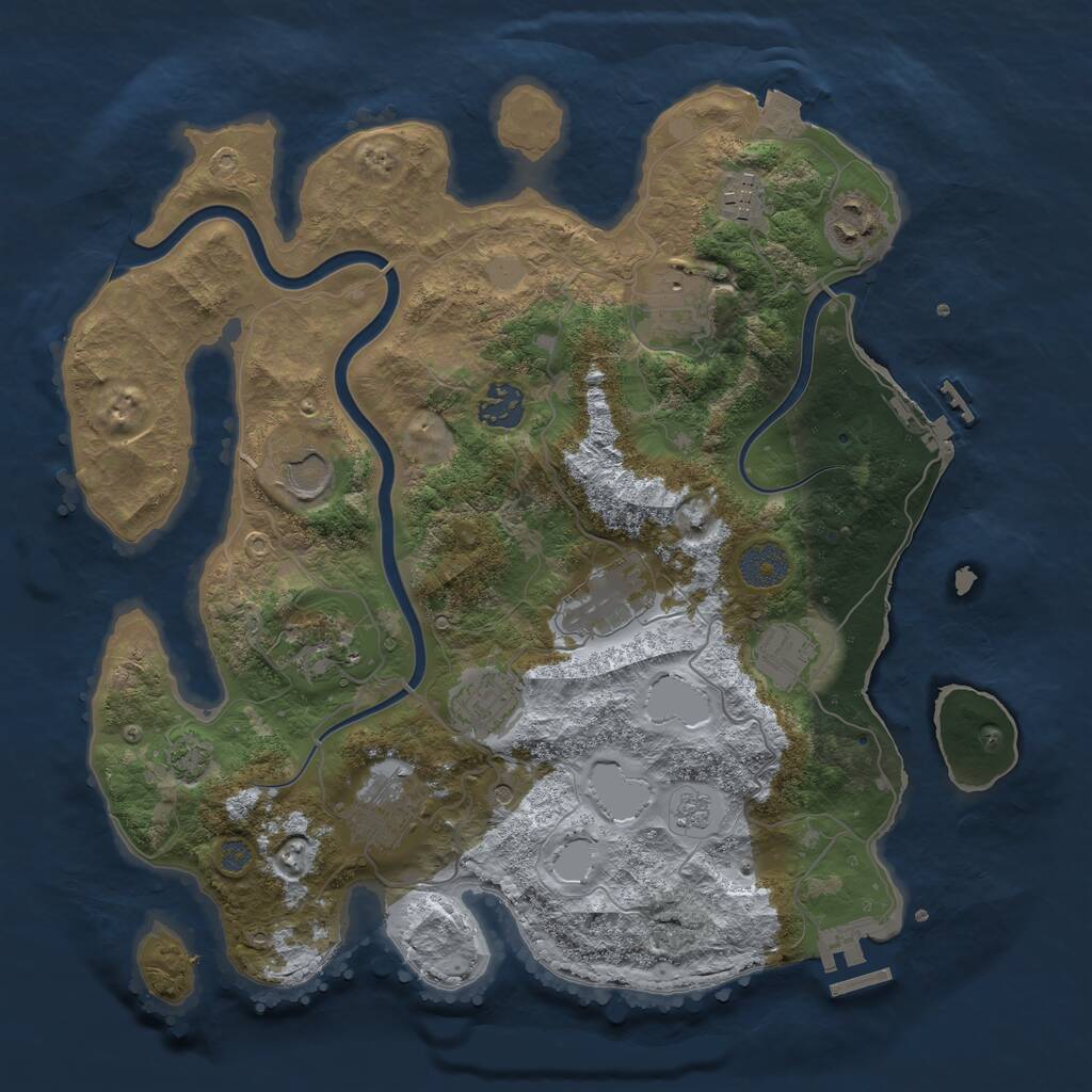 Rust Map: Procedural Map, Size: 3500, Seed: 481966, 17 Monuments