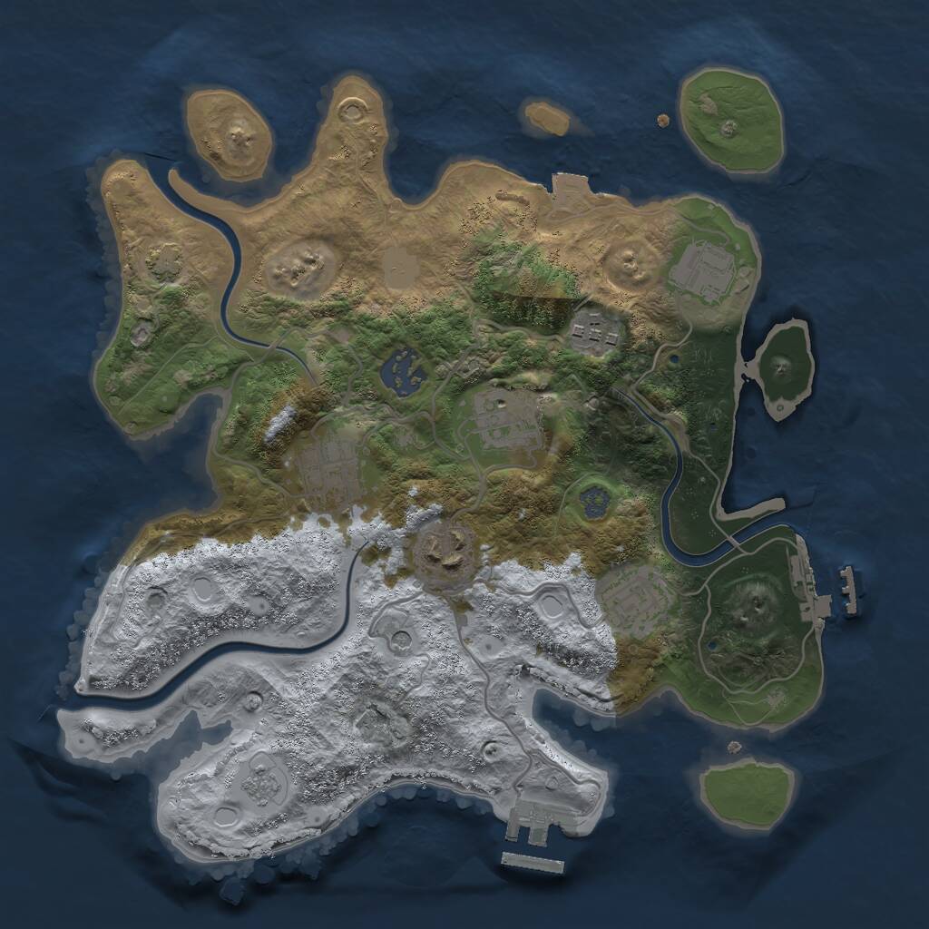 Rust Map: Procedural Map, Size: 3000, Seed: 1129521452, 12 Monuments