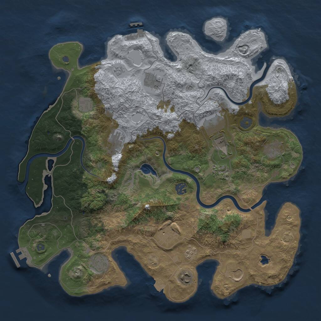 Rust Map: Procedural Map, Size: 4000, Seed: 1099316729, 19 Monuments
