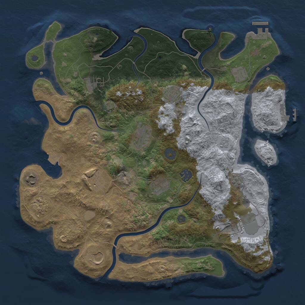 Rust Map: Procedural Map, Size: 3800, Seed: 1659828726, 19 Monuments