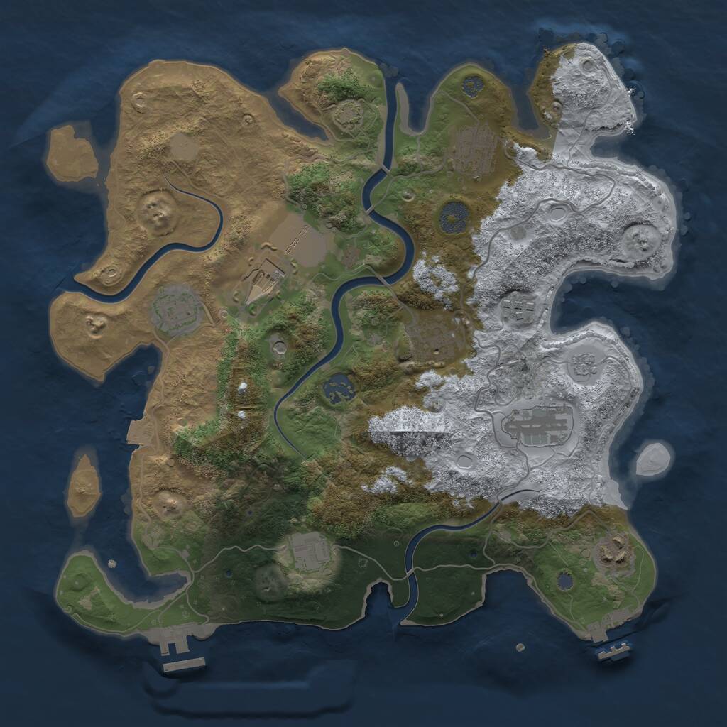 Rust Map: Procedural Map, Size: 3500, Seed: 1941901865, 16 Monuments