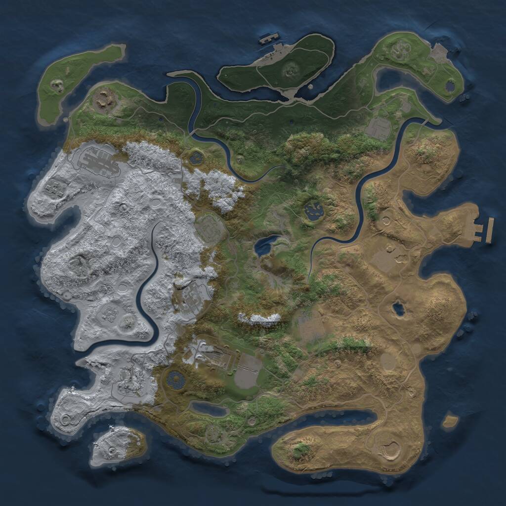 Rust Map: Procedural Map, Size: 4000, Seed: 1172717498, 19 Monuments