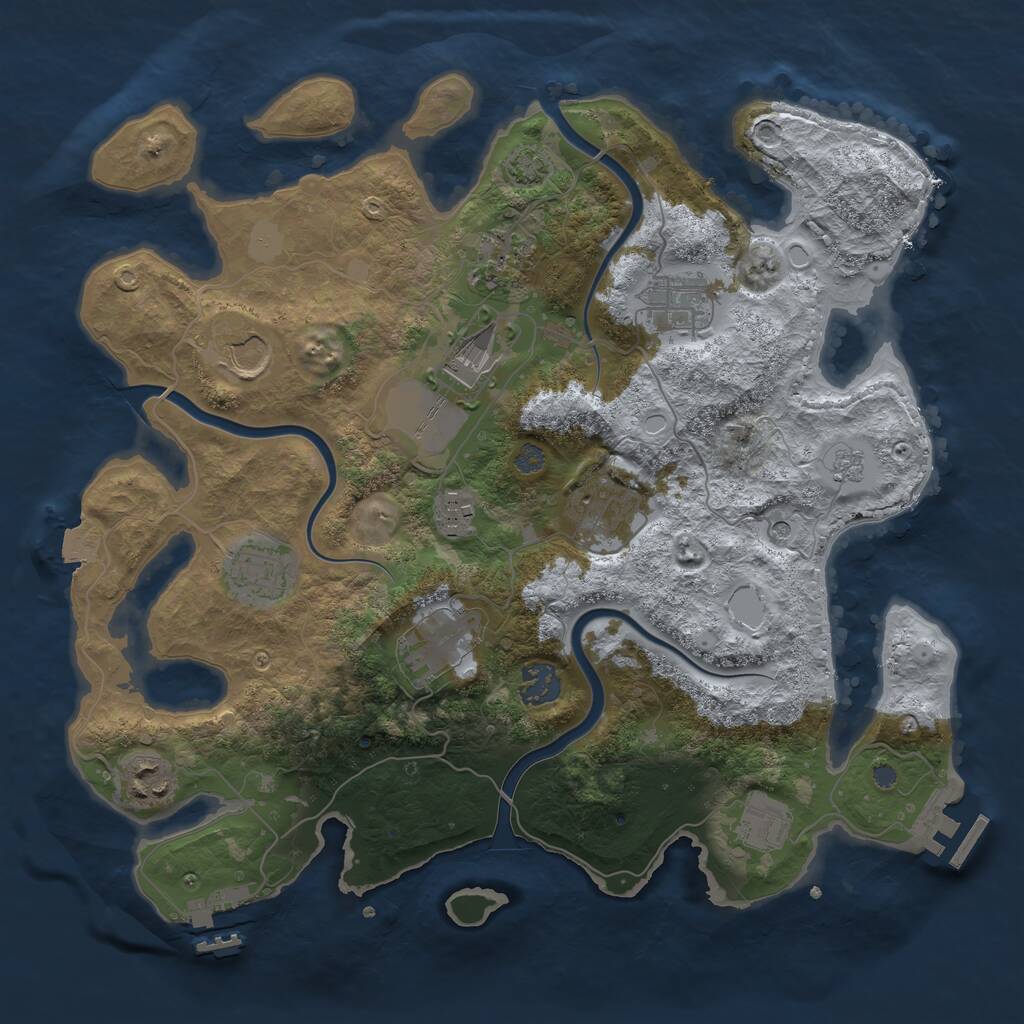 Rust Map: Procedural Map, Size: 3500, Seed: 345578969, 18 Monuments