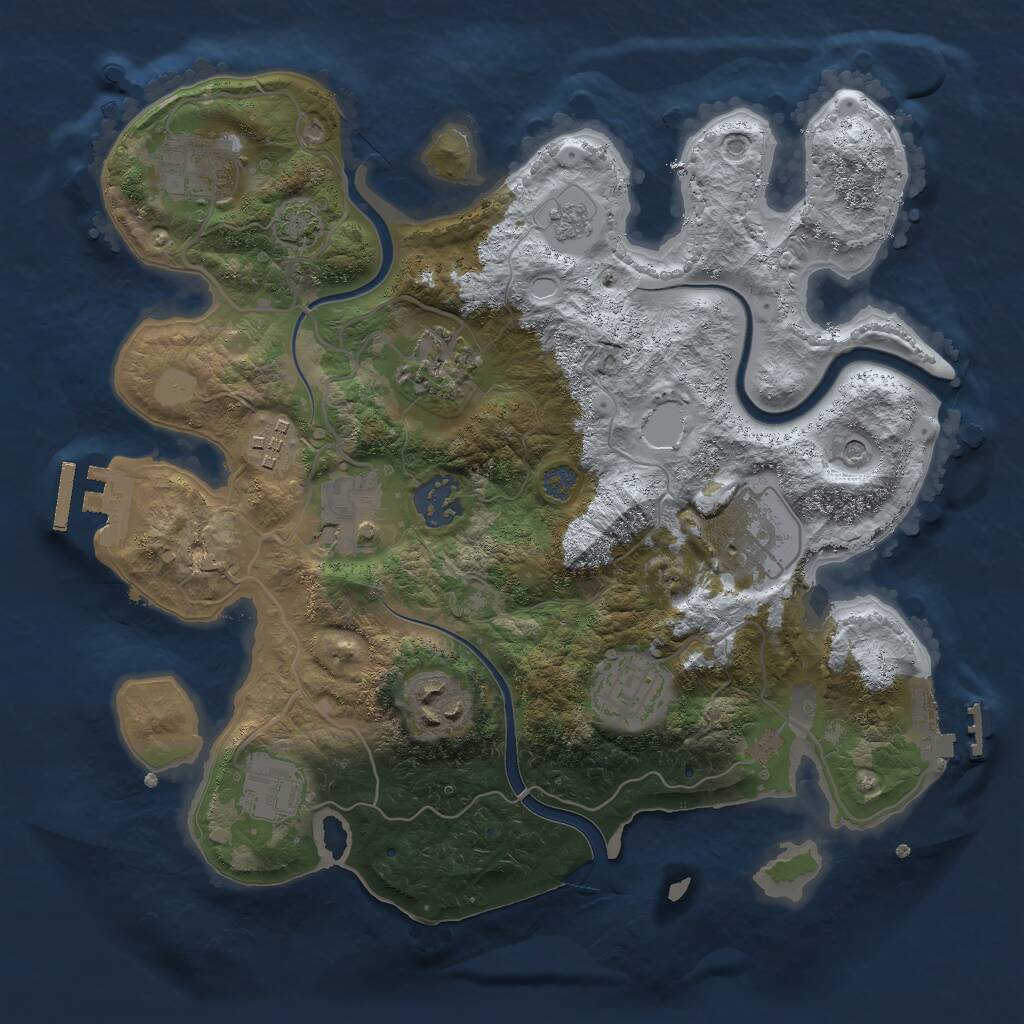 Rust Map: Procedural Map, Size: 3000, Seed: 195501424, 16 Monuments