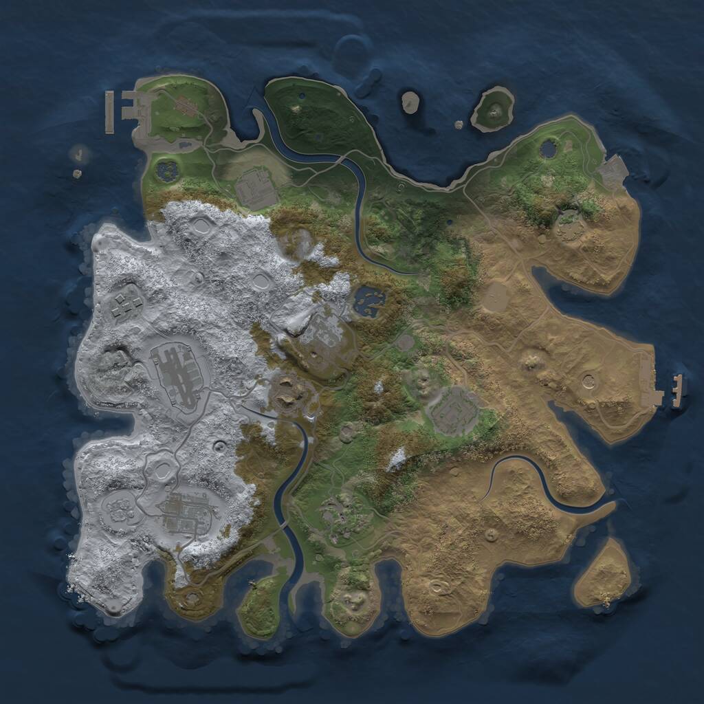Rust Map: Procedural Map, Size: 3300, Seed: 54651654, 16 Monuments