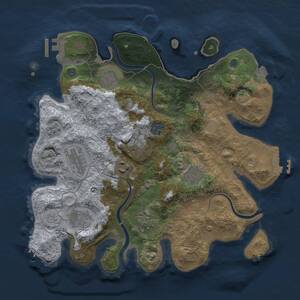 Thumbnail Rust Map: Procedural Map, Size: 3300, Seed: 54651654, 16 Monuments