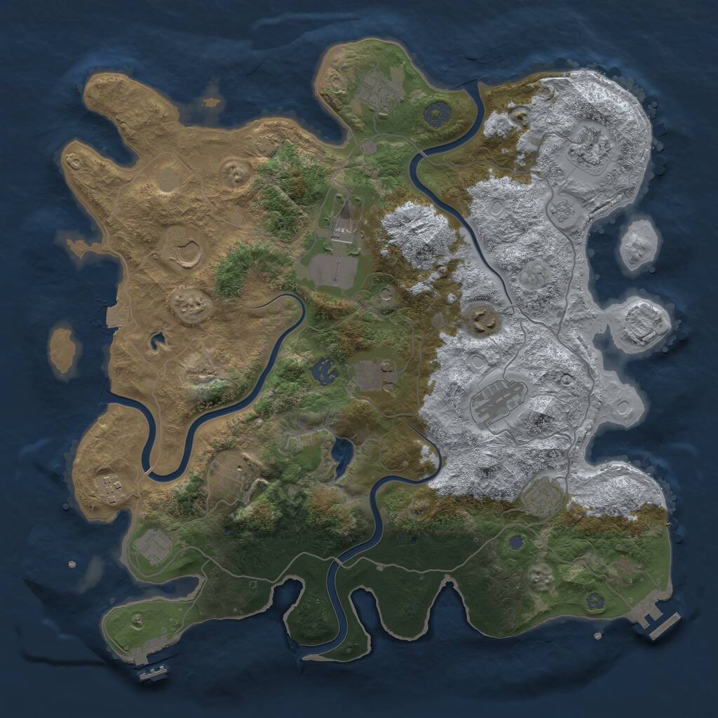 Rust Map: Procedural Map, Size: 4000, Seed: 617149380, 19 Monuments