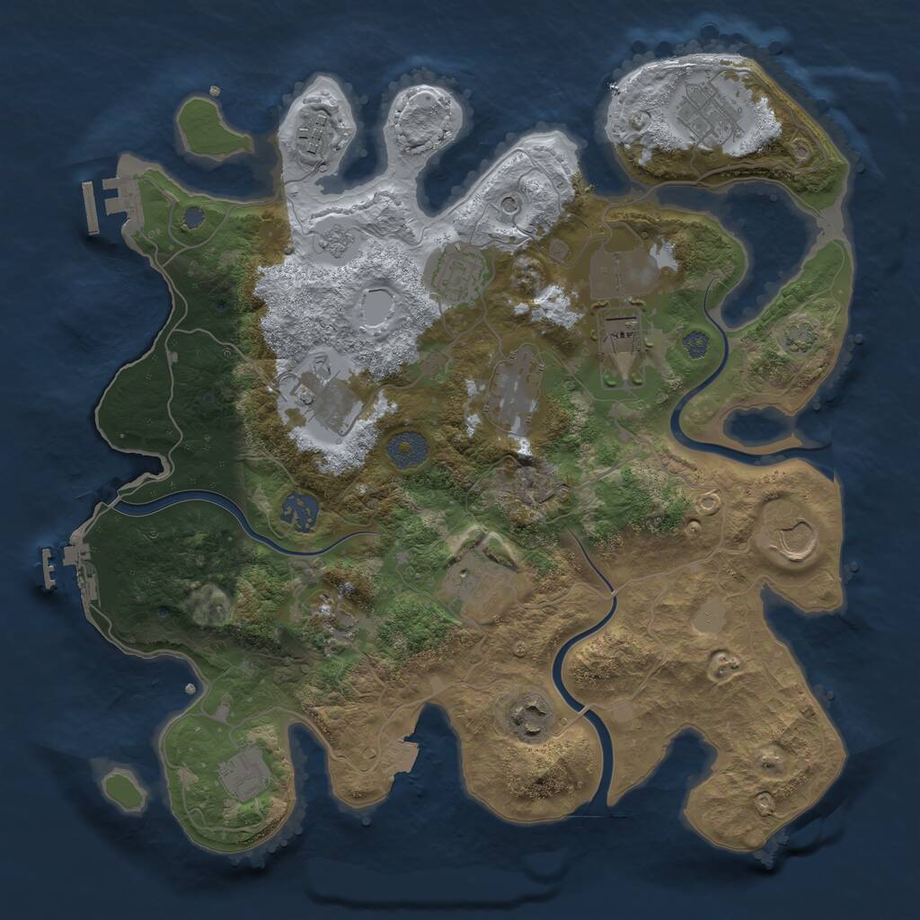 Rust Map: Procedural Map, Size: 3500, Seed: 1792033473, 19 Monuments